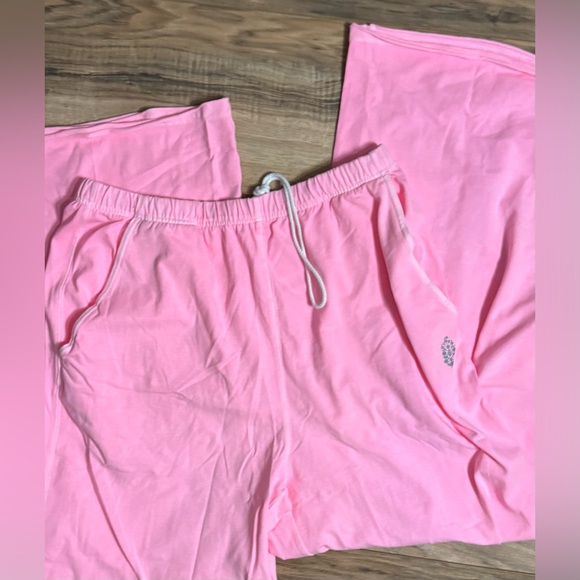 Free People 2 piece set pink lemonade top wide leg pants M NWT - Picture 5 of 5